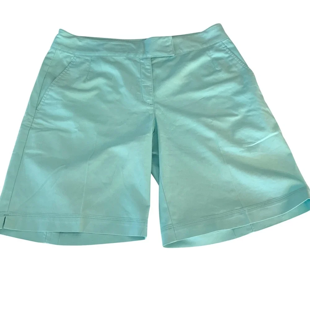 Nike Golf Shorts Women 8 Turquoise Dri-FIT Flat Front Active Golfcore Athletic